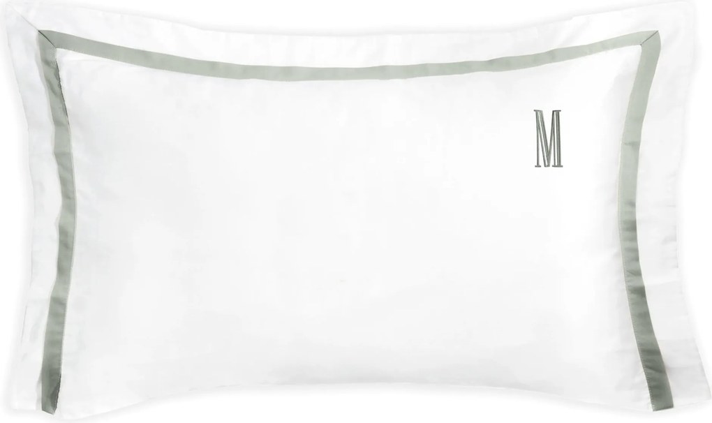 Fronha Avulsa Trussardi Vercelli 300 Fios Cetim - 50x70cm - Branco e Platino 50x70cm - Branco e Pistacchio