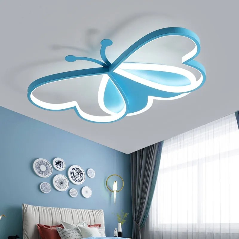 Lustre Infantil borboleta led lustre de teto para crianças quarto lâmpada borboleta pode ser escurecido para crianças 110v/220v winford iluminação - Small Pink - China | Cold White 6000K