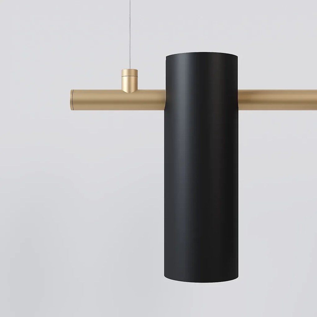 Pendente Tube Transpass Em Par 5,7X16,7X120Cm Alumínio 06Xmr16 - Qimpo... (CHAMPANHE / PRETO)