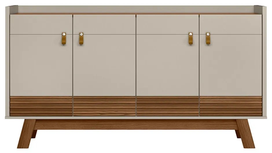 Buffet Aparador Decorativo Giustino Puxador em PU 160cm Freijo/Off White G77 - Gran Belo