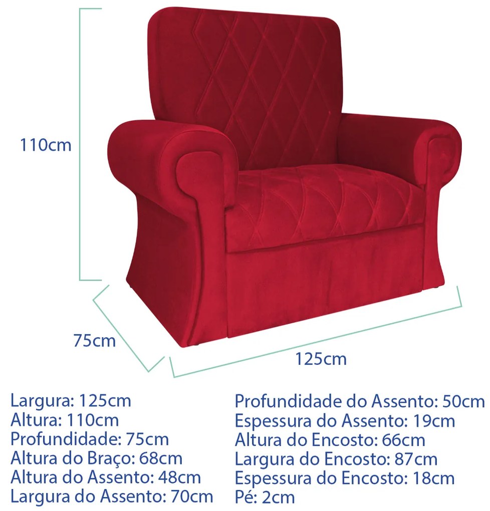 Poltrona Natalina Papai Noel Santa Claus Suede