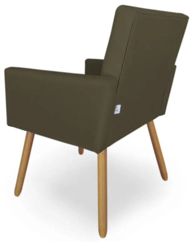 Poltrona Decorativa Nina Pés Palito Madeira Suede Marrom - Sheep Estofados - Marrom