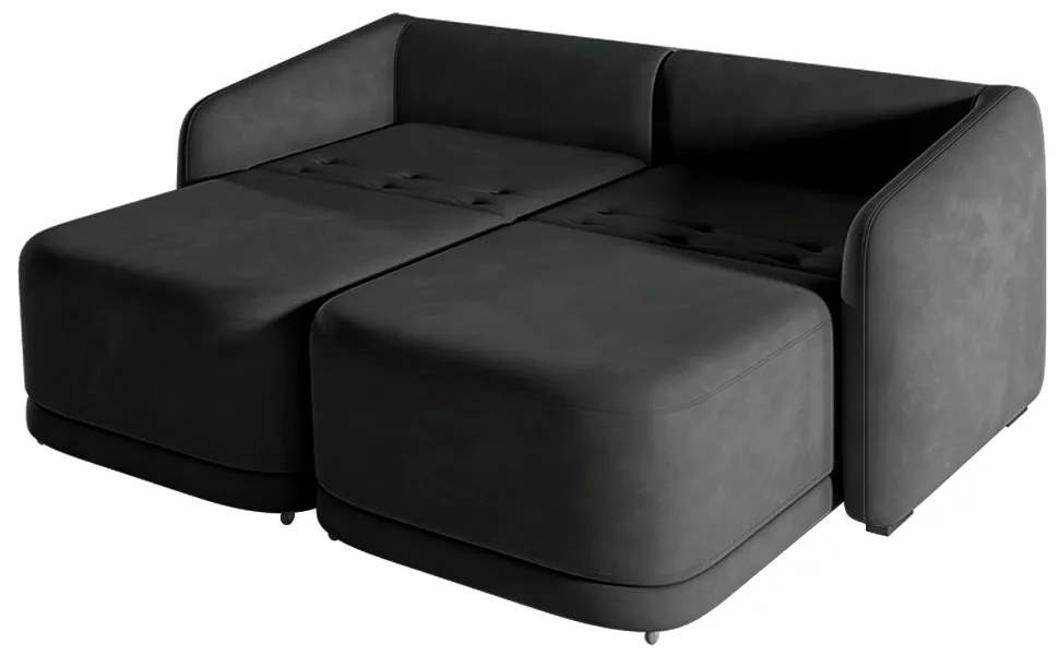 Sofá Cama Modulado Retrátil e Reclinável Decorativo Varsóvia 236cm Veludo Cinza Chumbo G33 - Gran Belo