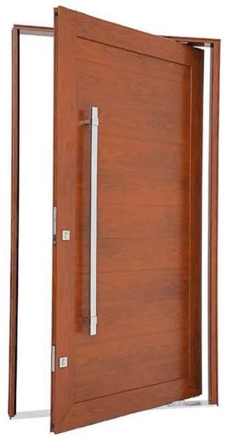 Porta Pivotante Lambris Horizontais com Puxador Alumínio Madeira 243,5x146,2x12cm Esquerda Aluminium - 72463129 - Sasazaki - Sasazaki