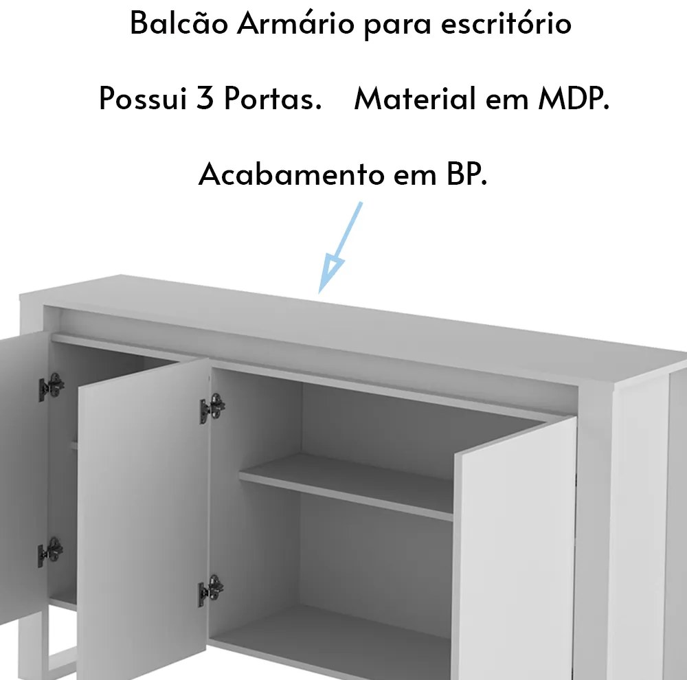 Balcão para Escritório Home Office ME4147 Branco G69 - Gran Belo