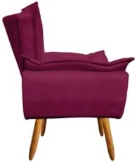 Poltrona Decorativa Sala de Estar Pés Palito Opla Suede Bordô - Ibiza