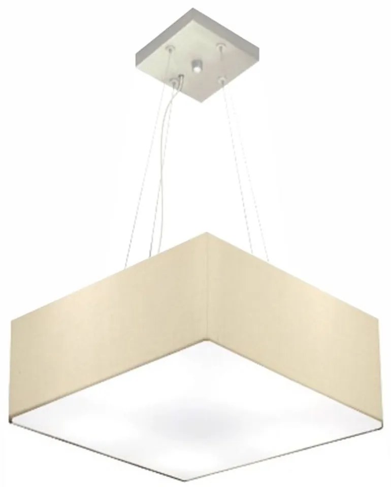 Lustre Pendente Quadrado Md-4194 Cúpula em Tecido 12/40x40cm Algodão Crú - Bivolt