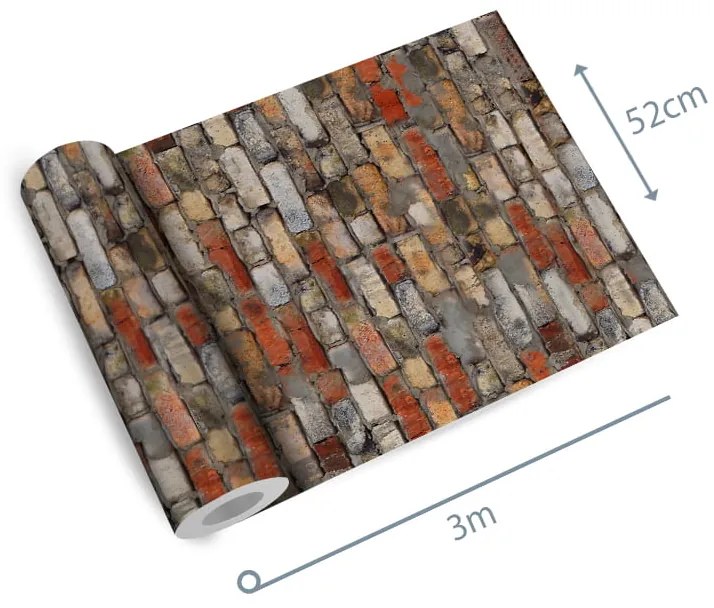 Papel de parede adesivo tijolo velho colorido