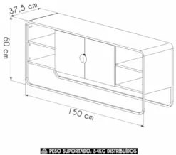 Rack Bancada Tv 65 Pol 150cm 2 Portas Mario Hanover/Dourado A10 - Mpoz