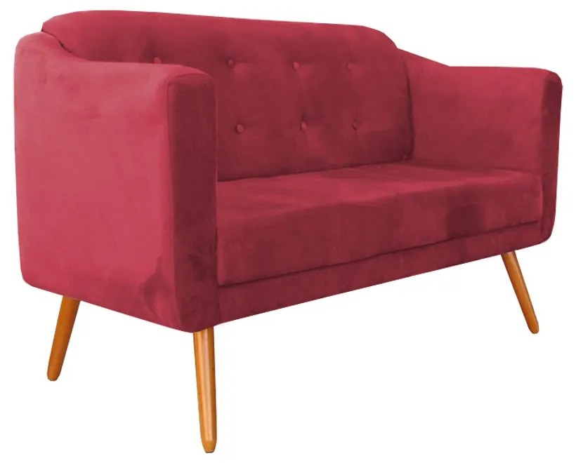 Namoradeira Bruna 1,40 m 2 Lugares Pés Palito Suede Vermelho