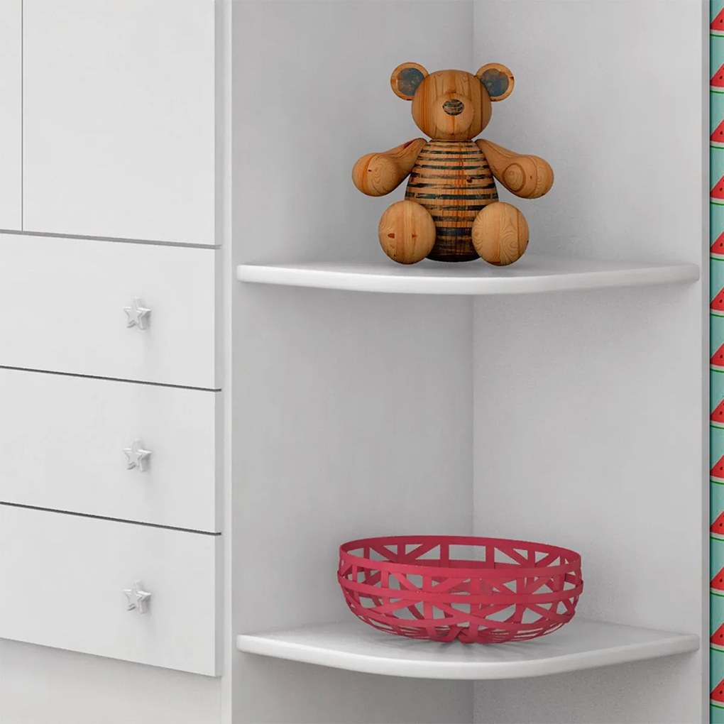 Guarda Roupa Infantil 2 Portas e 3 Gavetas com Cantoneira Brilhar Q01 - ADJ Decor