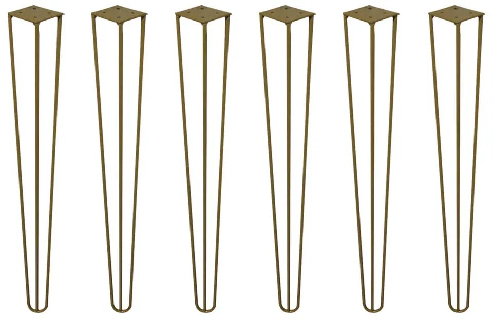Kit 6 Pés de Metal 60 CM Hairpin Legs Mesa de Canto Aparador Dourado G41