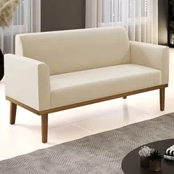Sofá Namoradeira Base Madeira Castanho Maressa Suede Bege - Ibiza
