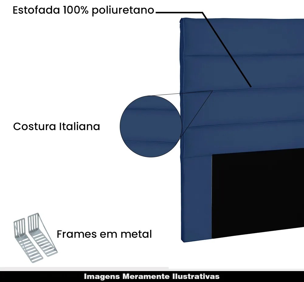 Cabeceira Decorativa 1,40M Guess Suede Azul Marinho G63 - Gran Belo