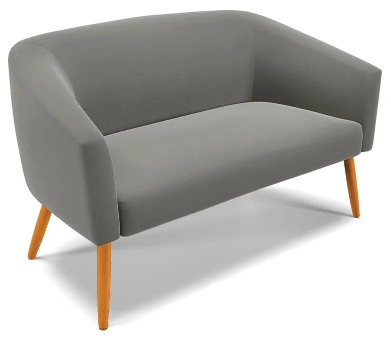 Namoradeira e 2 Poltronas Pé Palito Castanho Stella Suede Grafite D03 - D'Rossi
