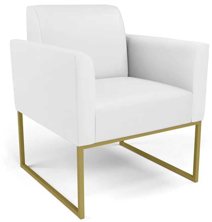 Sofá Namoradeira com Poltrona Base Industrial Dourado Marisa Corino D03 - D'Rossi - Branco