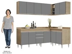 Armário de Cozinha Modulado de Canto 6 Peças CP29 Balcão com Tampo Cas