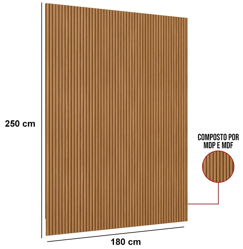 Painel para TV até 75 Polegadas Ripado Marisa Nature Fosco 180x250 cm L04 - D'Rossi