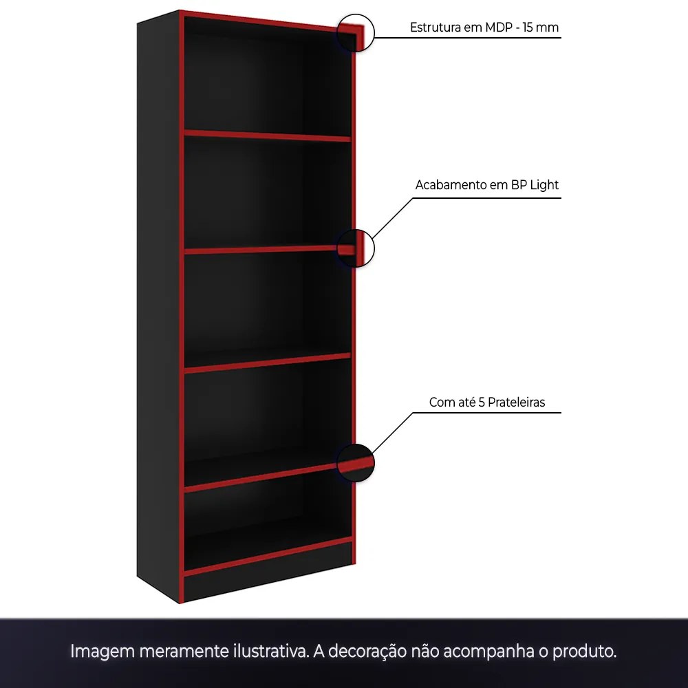 Conjunto Mesa e Armário para Escritório Home Office Gamer Cool MDP Preto/Vermelho G69 - Gran Belo