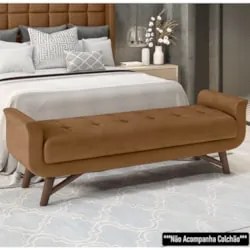 Puff Recamier Calçadeira 195cm Base Madeira Neville Z37 Sintético Cara