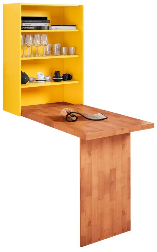 Mesa Dobrável de Parede Amarela - Wood Prime MP 33212