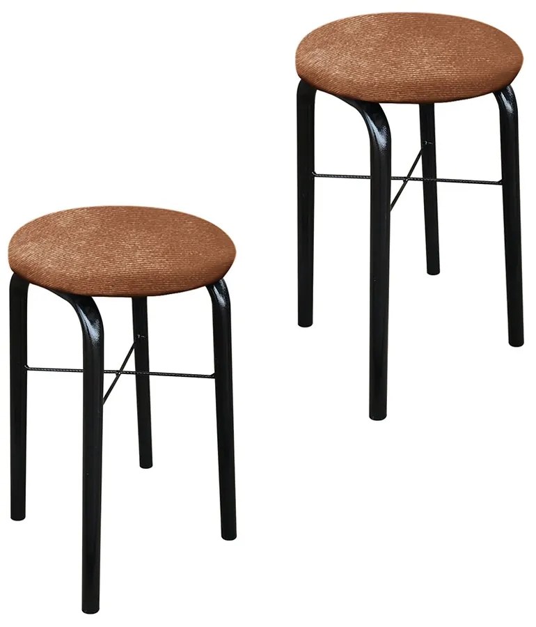 Kit 02 Banquetas Baixa Manu Suede - Terra