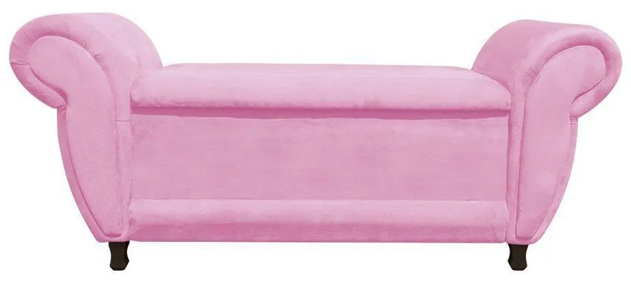 Recamier com Baú Itália Namoradeira Calçadeira Suede Rosa Bebê - D'Rossi