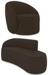 Sofá 3 Lugares 180cm Wendi e Poltrona Steve Suede Marrom I01 - Mpozen