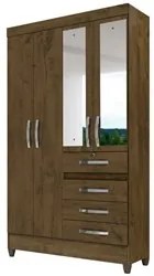 Guarda Roupa Solteiro Sobral 4 Portas Castanho Wood - Moval