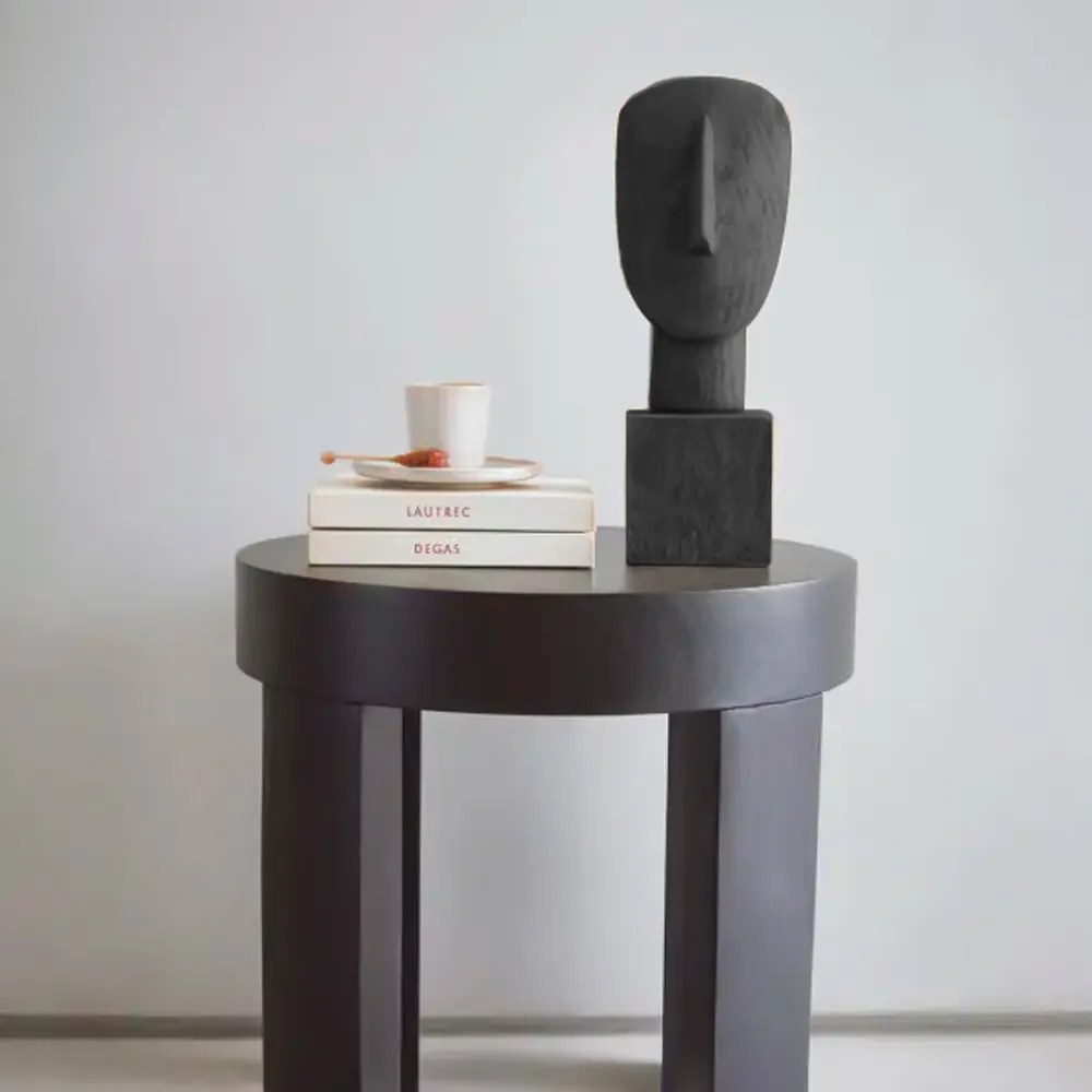 Escultura Decorativa "Face" Em Poliresina Preto 42x14,5 Cm - D'Rossi