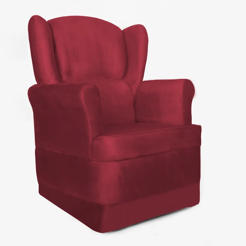 Conjunto Poltrona Ana de Amamentação com Balanço + Puff Ana Suede Vermelho