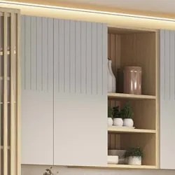 Armário de Cozinha 120cm 2 Portas Pierre Carvalho/Cinza L01 - Mpozenat