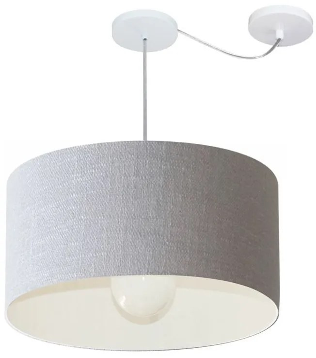 Lustre Pendente Cilíndrico Com Desvio de Centro Vivare Md-4233 Cúpula em Tecido 55x30cm - Bivolt