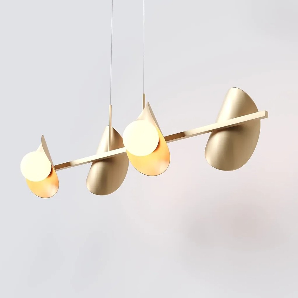 Pendente Calandra Linear 27X21X95Cm Alumínio E Globo Ø10Cm Fosco 4Xg9... (PRETO / CHAMPANHE, FOSCO)