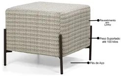 Puff Decorativo 45cm Base Aço Status A-207 Linho Bege Mesclado - Domi