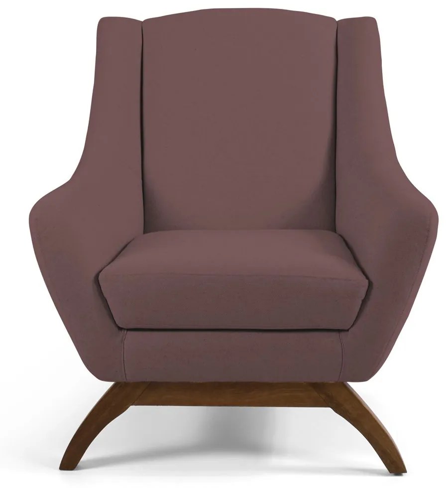 Kit 02 Poltronas Decorativas Sala de Estar Base de Madeira Naomi Veludo Rosê G15 - Gran Belo