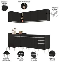 Armário de Cozinha Modulado de Canto Direito 4 Peças CP40 Balcão sem T