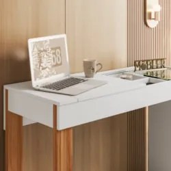 Penteadeira Escrivaninha com Espelho Concept Z30 Cinamomo/Branco - Mpo