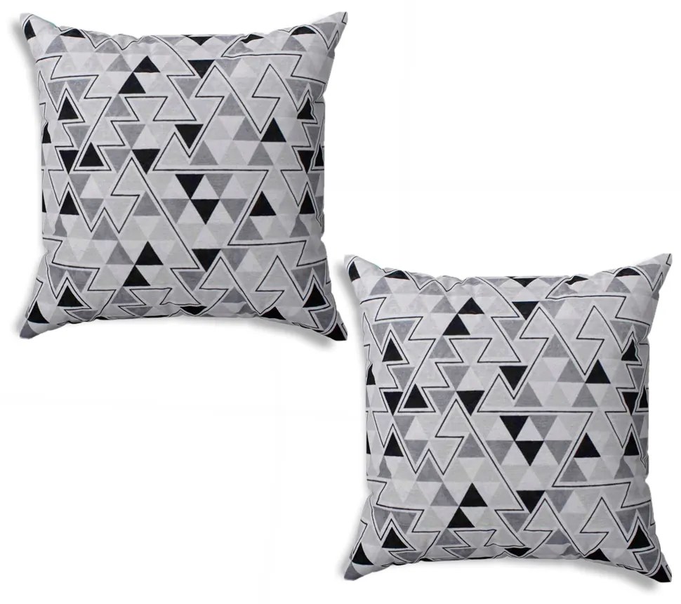 Kit 02 Capas para Almofada Tecido Estampado Triângulo Preto e Branco D96 42x42 cm D03 - D'Rossi