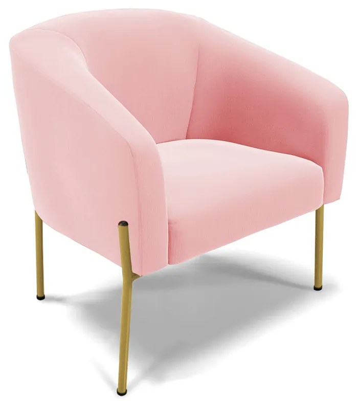 Sofá Namoradeira e Poltrona Pé de Ferro Dourado Stella Suede D03 - D'Rossi - Rosa Bebê