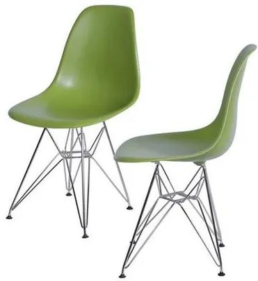 Kit com 2 Cadeiras Eames Policarbonato com Base Cromada na Cor Verde - 64550 Sun House