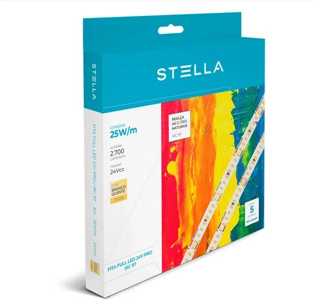 Fita De Led Full 25W Por Metro 24V 5M Irc97 2700K