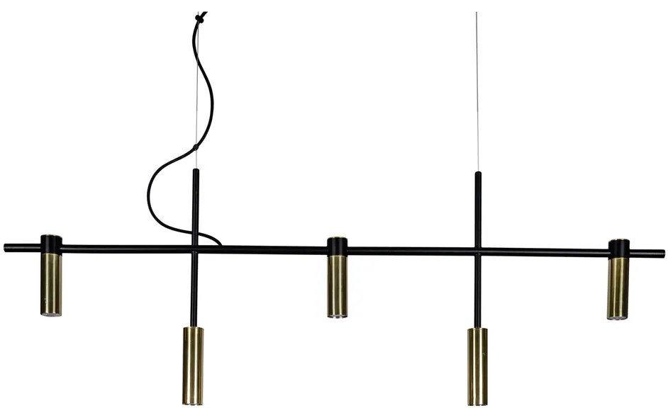 Pendente Barão 121X43Cm 5Xmr11 / Cabo Aço Chumbador + Cabo Rayon | Usi... (FN-F - Fendi Fosco)