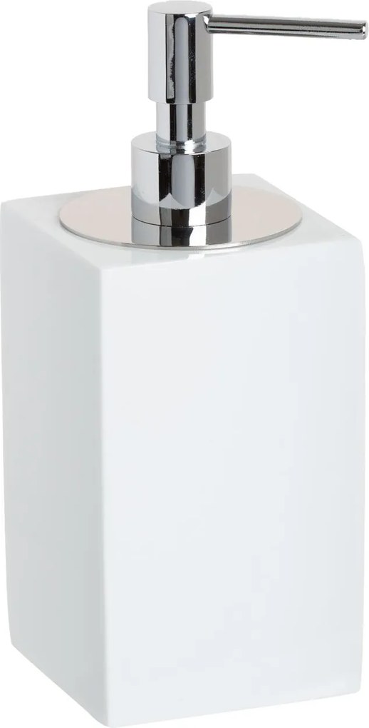 Porta Sabonete Líquido em Resina Branco - Cromado