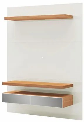 Home Suspenso Pompeia com Led e 2 Gavetas Espelhadas cor Off White Brilho com Freijo 140cm - 56492 Sun House