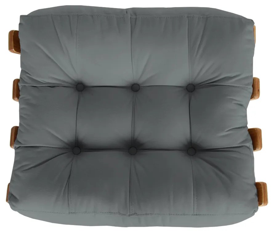Puff Decorativo Sala de Estar Costela Rib Suede Cinza Grafite