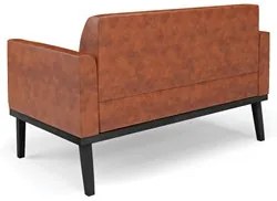 Sofá Namoradeira e 2 Poltronas Base Madeira Preto Maressa Sintético PU