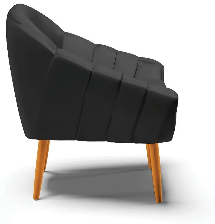 Poltrona Giovana Corino Pés Palito Castanho - Indo Decorar - Preto