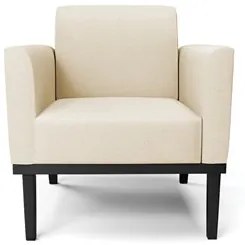 Poltrona Decorativa Base Madeira Preto Maressa Linho Bege - Ibiza