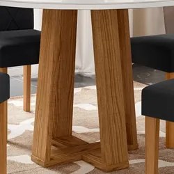 Mesa De Jantar Redonda 4 Lugares 100cm Ella N02 Ypê/Off White - Mpozen
